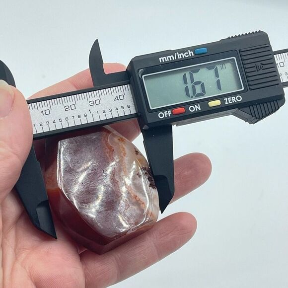 Carnelian banded agate red orange white standing teardrop water drop 2.73” - Picture 3 of 7